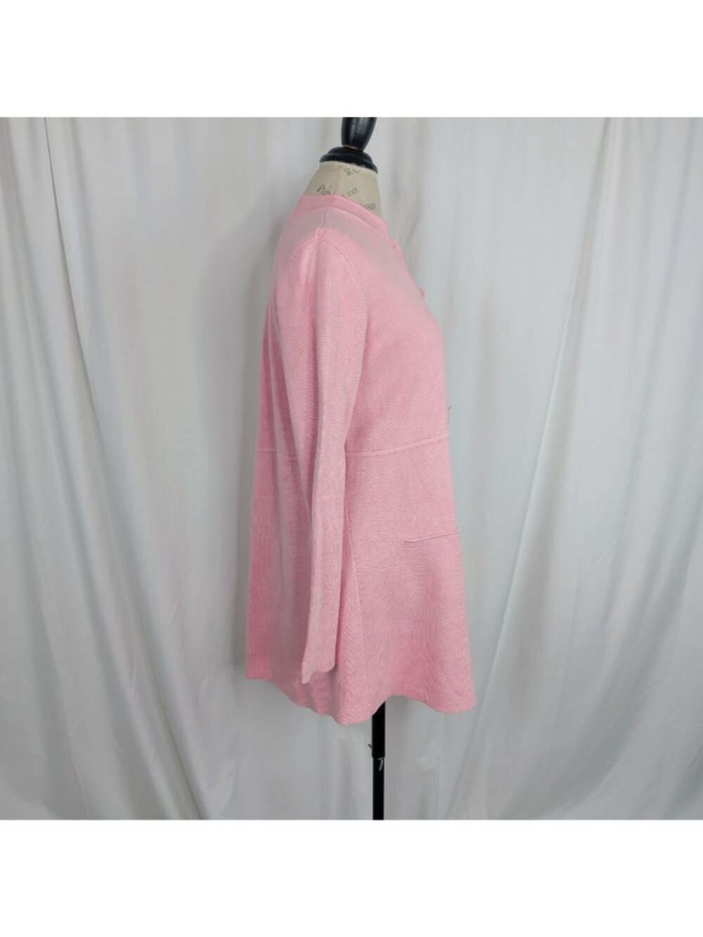 Eileen Fisher Pink Knit Tunic Cardigan Medium Mid Button - Picture 7 of 10